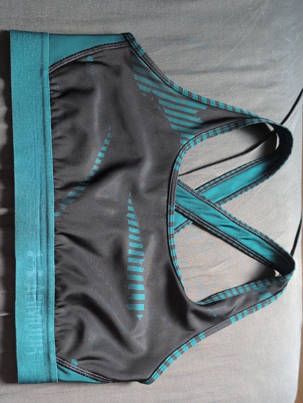 Green and Black Women's Sports Bra - Under Armour Medium